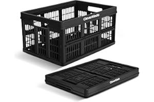 CleverMade Collapsible Utility Crates-Obsidian 1pck 45L / 11 Gal holds 66 lbs - Stackable Containers Heavy Duty Capacity Crates - Space-Saving Baskets