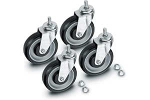 ÕLIV 5-inch Shopping Cart Wheels with Swivel Stem Caster - Pack of 4 Heavy Duty Caster Wheels for Grocery Carts, Moving Dolli