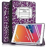 Fintie SlimShell Case for iPad 9th / 8th / 7th Generation (2021/2020/2019 Model) 10.2 Inch - [Built-in Pencil Holder] Soft TPU Protective Stand Back Cover, Auto Wake/Sleep, Composition Purple