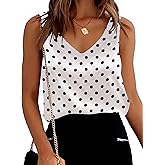 Ekouaer Womens Silk Satin Tank Tops V Neck Casual Cami Sleeveless Camisole Blouses Summer Basic Tank Shirt