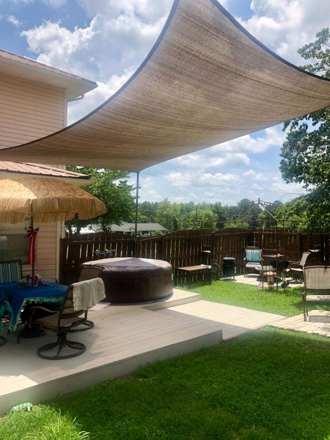 shade screens for pergolas on Amazon Com Coconut Rectangle Sun Shade Sail Canopy 10 X 12 Patio Shade Cloth Outdoor Cover Sunshade Fabric Awning Shelter For Pergola Backyard Garden Carport Brown Garden Outdoor