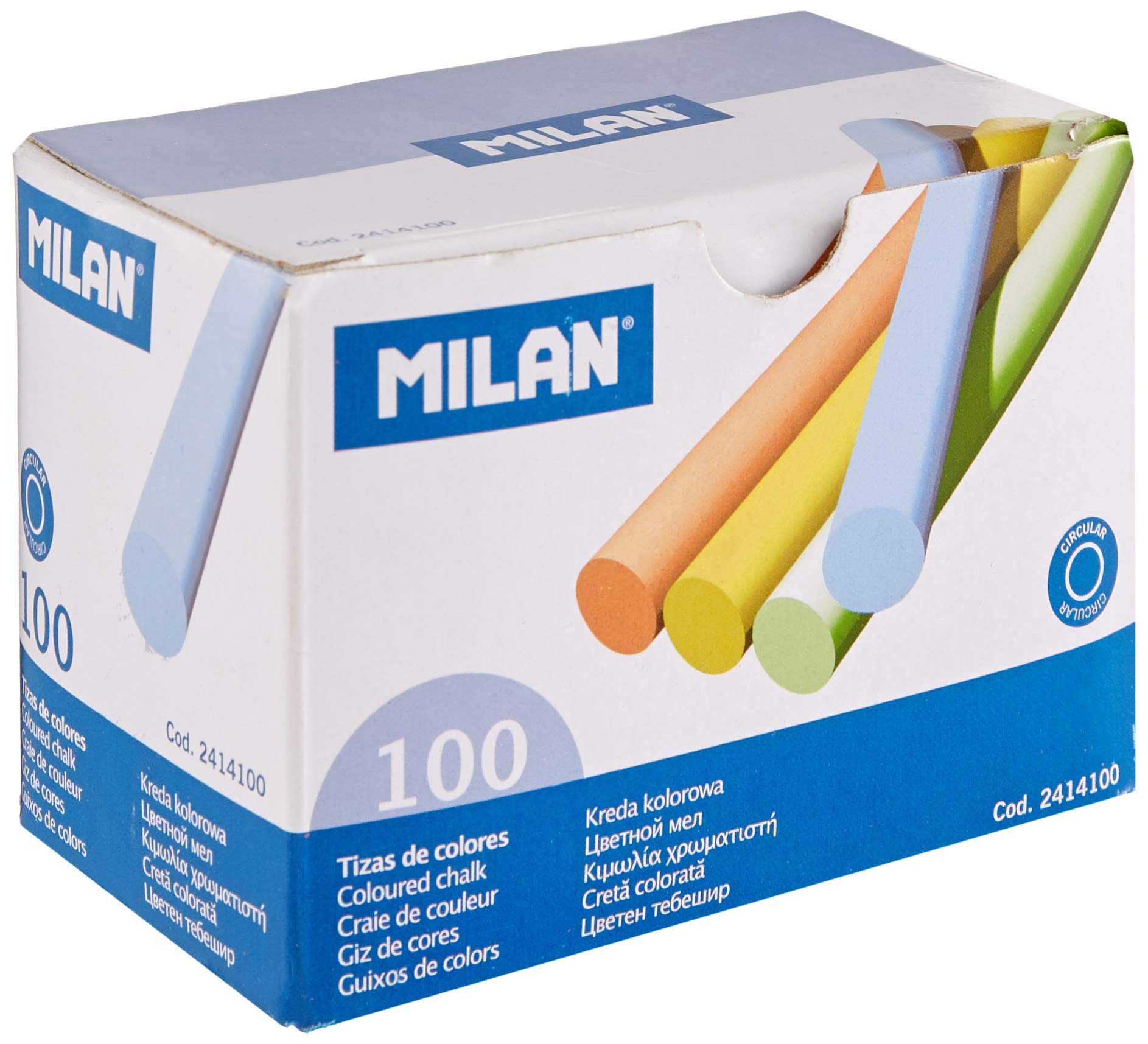 MILAN Chalk with 100 Assorted Colours Free All Allergens (2414100)