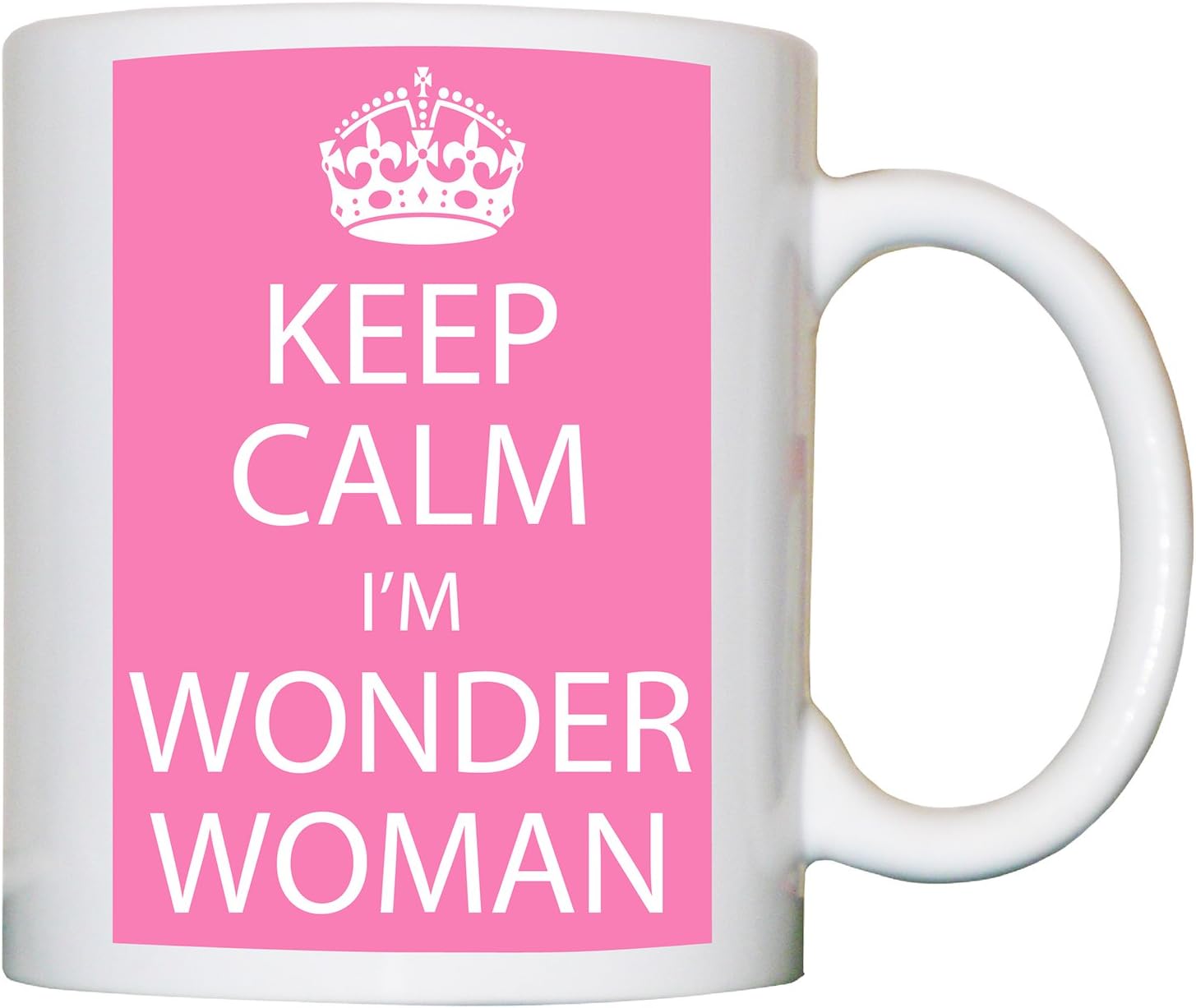 M Print Keep Calm I'M Wonder Woman Mug - Printed In Pink - 10oz