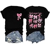 Christian Tshirt for Womens Coquette Bow Jesus Shirt Gods Says I am Religious Faith Tshirts God Bible Verse Tee Tops-Black XXL