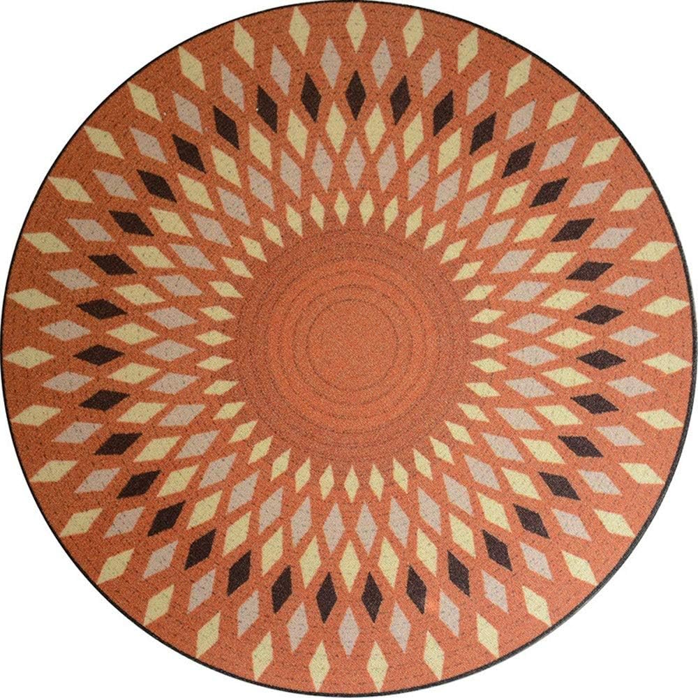 LOUUG Morocco Round Kaleidoscope Microfiber Shaggy Carpet Living Bedroom Hairy Low Pile Tribal Area Rug Kids Skin-Friendly Crawling Mat Chair Cushion Tea Table Non-Slip Short Hairs Doormat Dia 100cm