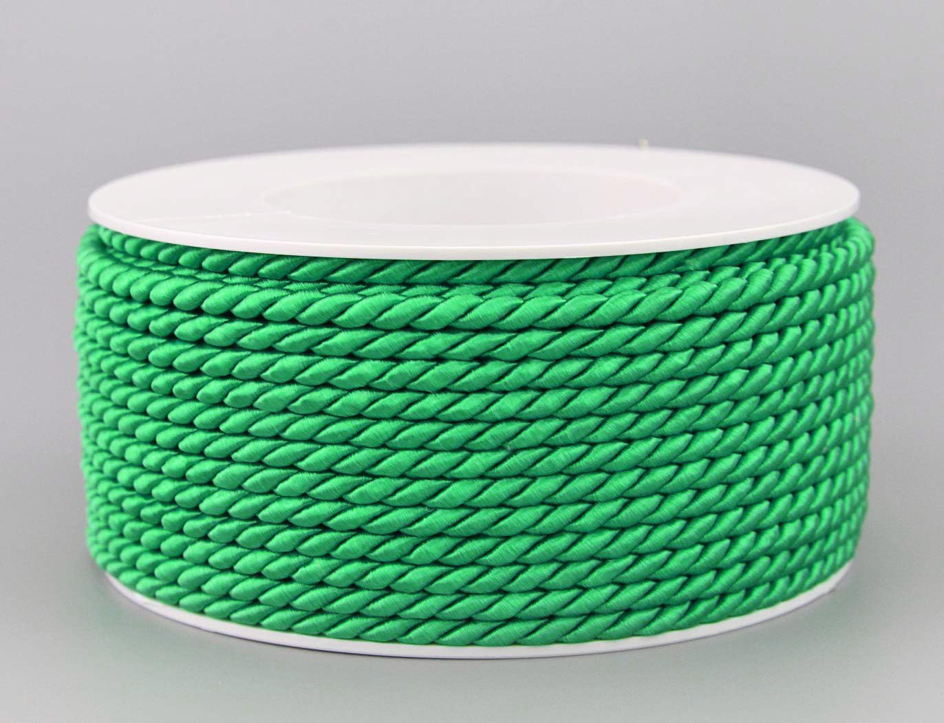 25 m x 4 mm Cord Green Roll Decorative Twist Cord with Shiny Cord Twisted Apple Green Cord without Wire for Decorating Crafts Sewing Decorative Cord