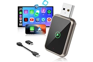 QUANLEX Wireless Carplay Adapter for iPhone, Android Auto Wireless Adapter, 2 in 1 Mini Car Play Adapter for Factory Wired CarPlay and Android Auto Cars, Plug&Play for Cars 2016+, USB-C/USB for iPhone/Android