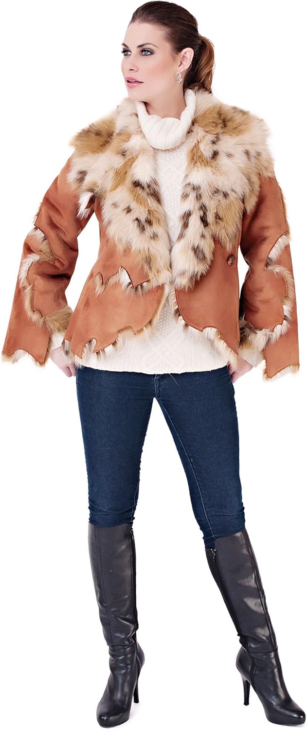 Dakota Lynx Faux Fur & Suede Jacket (Large) at Amazon Women's Coats Shop
