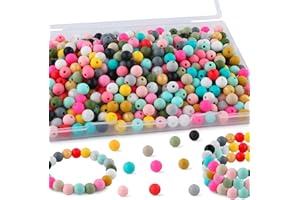 Kovict 300Pcs Silicone Beads 9mm Mix Color, Bulk Silicone Beads for Keychain Making, 9mm Silicone Beads for Pens and Bracelet Making(Multicolor)
