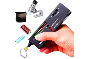 MOLO Diamond Tester＋60X LED Magnifying Glasses Jeweler Tool Kit Combo，for Novice and Expert - Diamond Selector 9V Battery Included(Diamond Tester+)