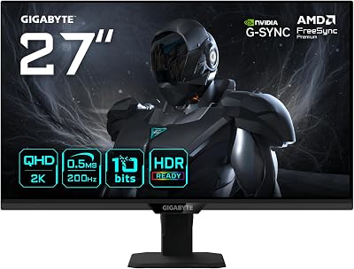 GIGABYTE G27Q20T Monitor de Gaming QHD de 27" - 2560 x 1440, 200Hz, 0,5ms, compatível com G-Sync, FreeSync Premium, HDR10, HDMI 2.0, DisplayPort 1.4