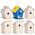 12 Wooden Birdhouses - Crafts for Girls and Boys - Kids Bulk Arts and Crafts Set - 12 DIY Unfinished Wood Birdhouse Kits, 12