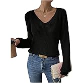 SHENHE Women's Fall Sweater Pullover V Neck Long Sleeve Dressy Casual Knit Sweater Jumper