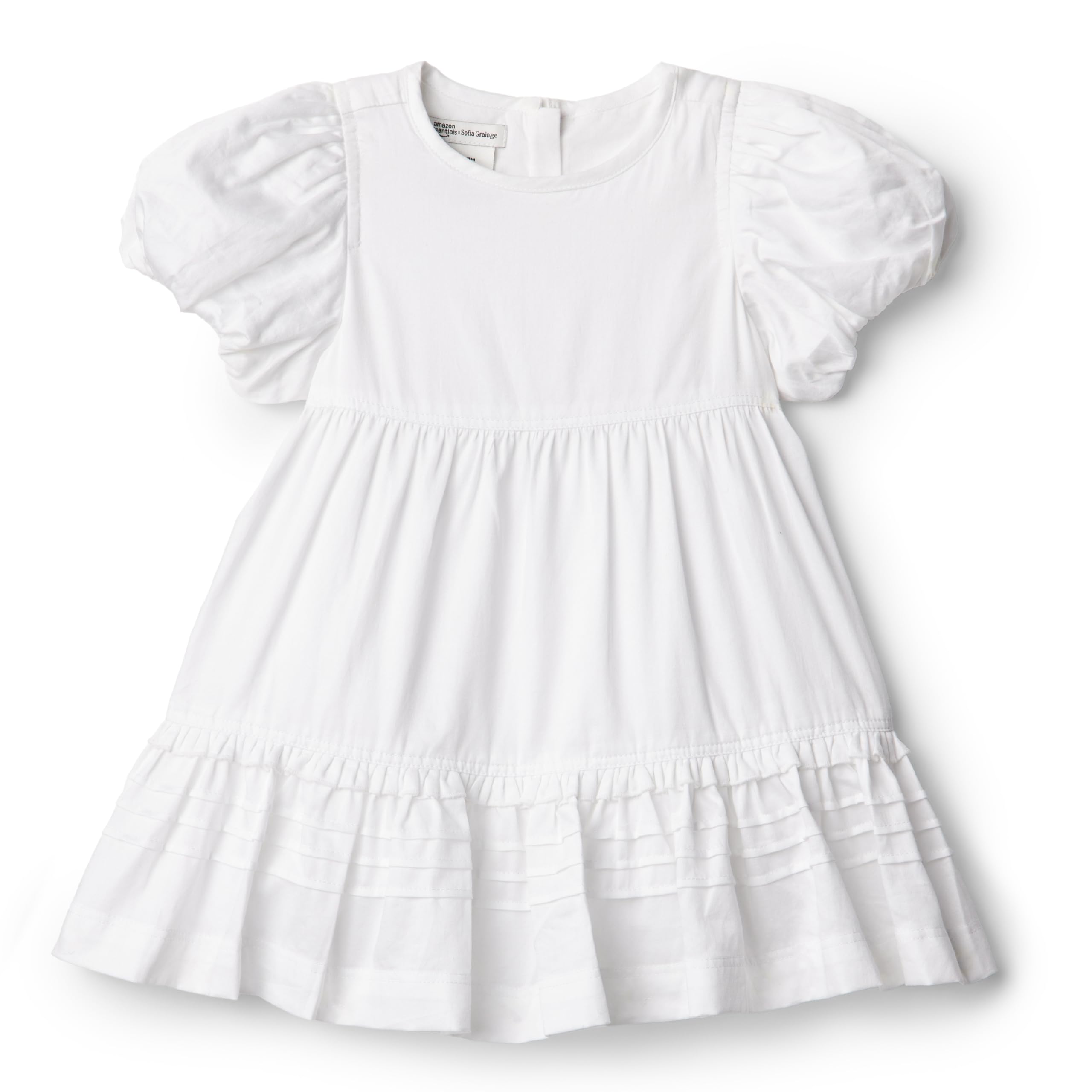 Photo 1 of Amazon Essentials x Sofia Grainge Baby Girls' Puff Sleeve Dress, White, 18 Months