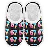 Lgplefti 67 Ice Cream Blue Cute Slippers For Women Men Soft Memory Foam Non-Slip Beautiful Winter Indoor House Shoes Travel Slipper