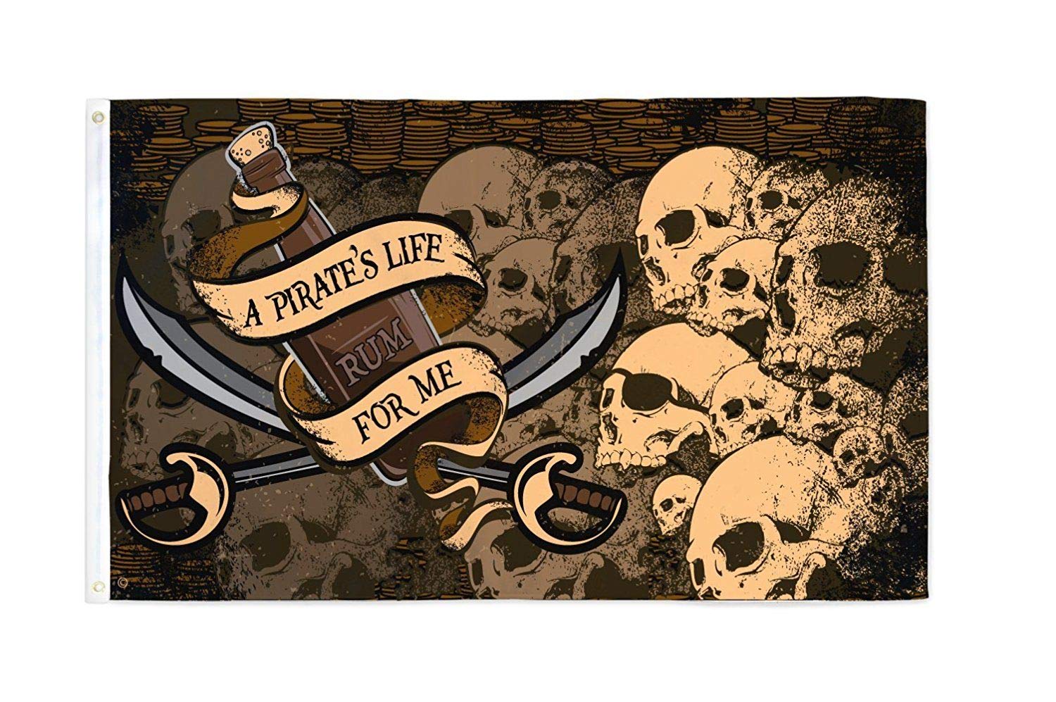 AZ FLAG - Pirate'S Life For Me Flag - 3x5 Ft - 100D Polyester Skull Crossbones Banner with Two Metal Grommets - Fade Resistant - Vivid Colors - 3' x 5' Feet - 150x90 Cm