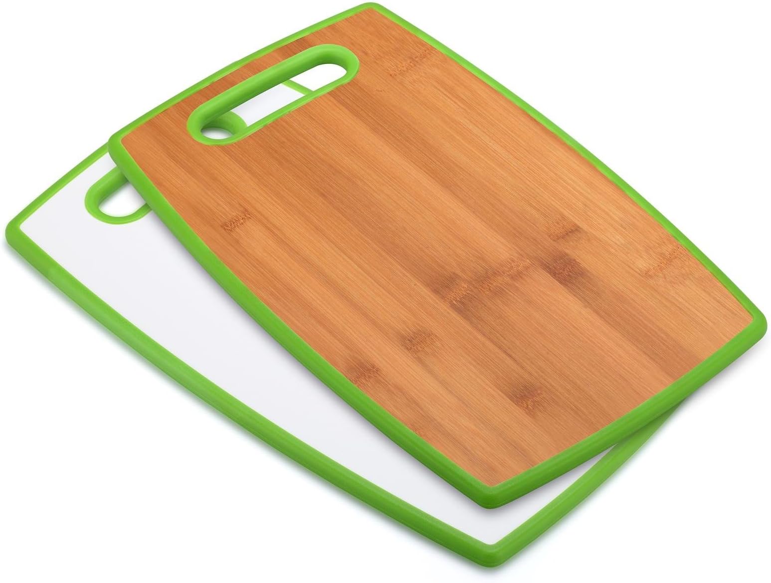Revolve the Real Zeal Cutting Board | Large 2-in-1 Double-Sided Premium Antibacterial Bamboo and BPA Free Plastic - Ergonomic design - Raised juice groove