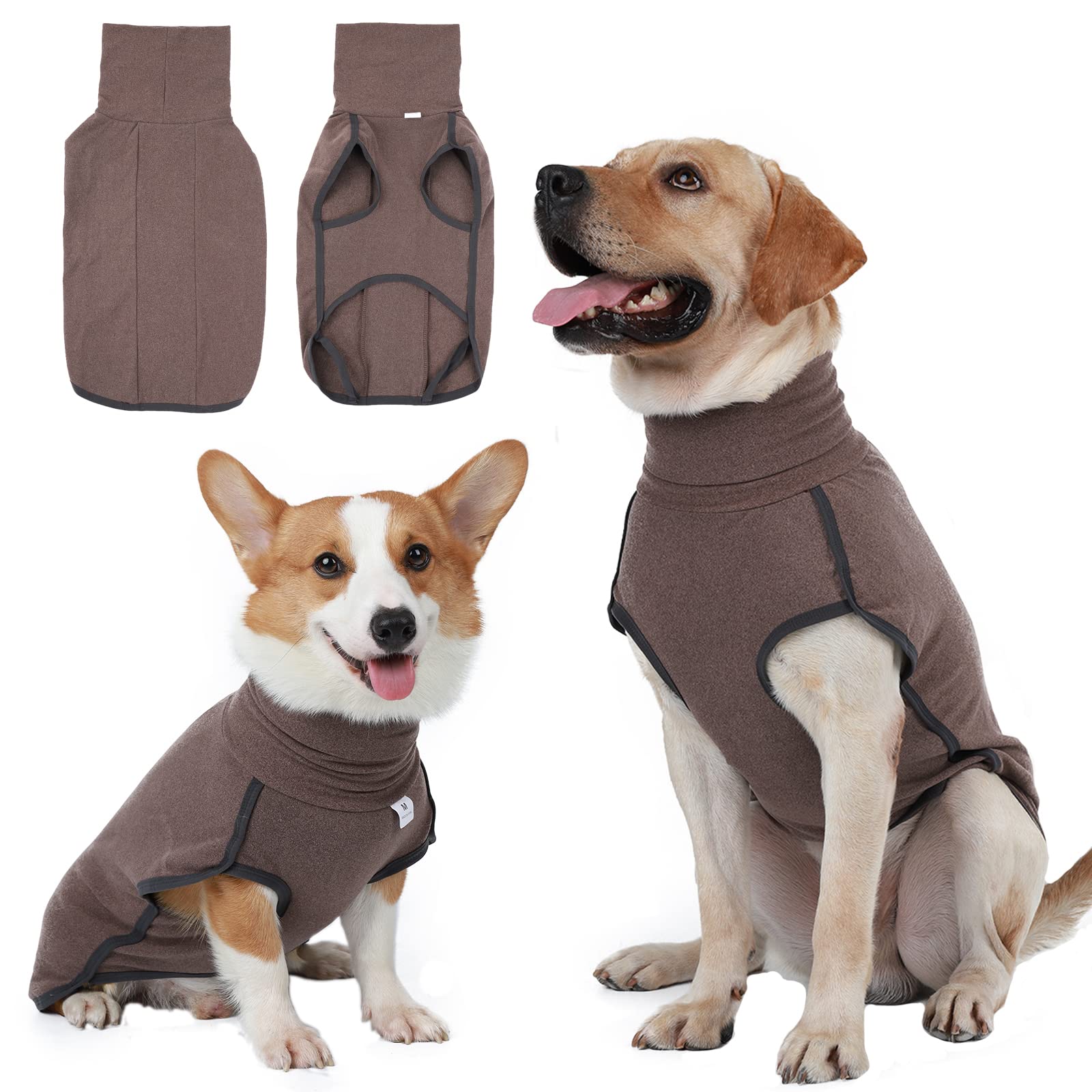 Hjyokuso Dog Jumper Fleece Vest Sweater, Warm & Lightweight Pullover Pajama Coat, Autumn Winter Cold Weather Puppy Clothes Jacket for Small Medium Large Dogs (Brown S)