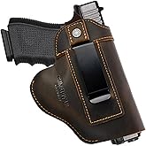 IWB/OWB Concealed Gun Holsters for Men, Leather Universal Pistol Holster Fits Glock 19/42/43X/44 Taurus G2/G2C/G3C Sig P365 P320 Springfield M&P 9mm Shield Gun Holster for Most Size Pistols