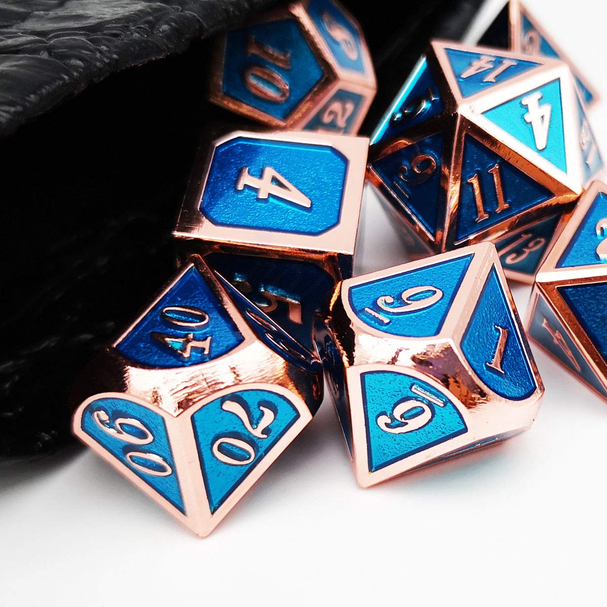 Haxtec Metal Dice Set D&D Polyhedral DND Dice for Dungeons and Dragons RPG Table Games-DND Dice Copper Blue