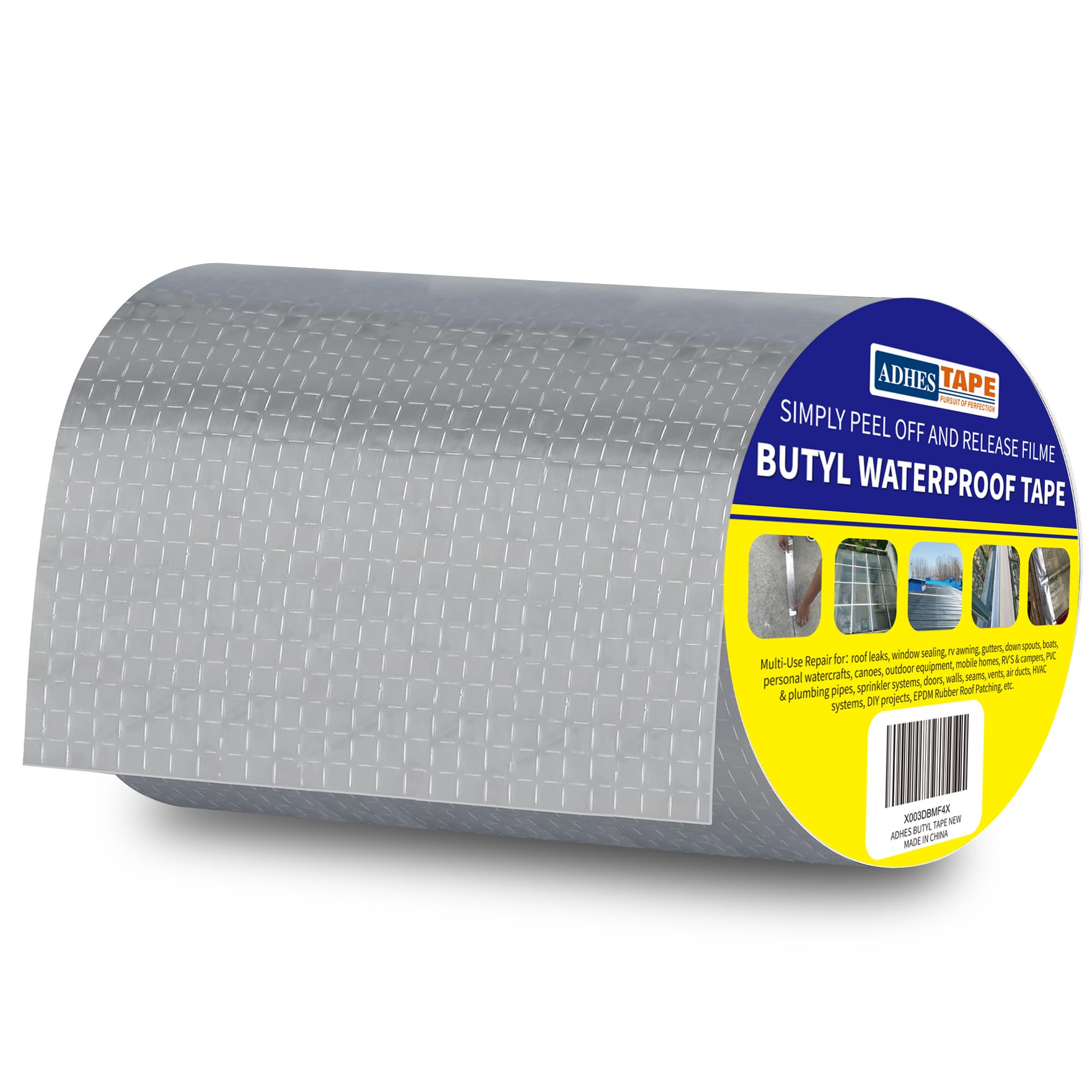 ADHES Butyl Tape Waterproof Tape Aluminum Foil Tape Sealan Tape,15cm x 5m,for RV Repair, Window, Silicone, Boat and Pipe Sealing, Glass & EDPM Rubber Roof Patching, Silver (15cm x 5m)