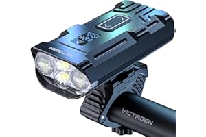 Victagen Super Bright Bike Lights 8000 Lumen for Night Riding, Super Bright 3 LED Lights for Bike/Bicycle Headlight with High Beam & Low Beam TypeC Rechargeable, Free Taillights