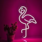 Roouneon Flamingo Neon Sign for Wall Décor with Dimmable Switch LED Neon Signs Bedroom Home Room Beer Bar Neon Light Sign Hotel Party Club Office Art Lights(Pink+White)