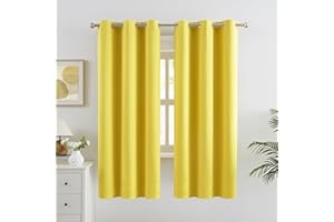 DUALIFE Yellow Blackout Curtains for Living Room- Grommet Thermal Insulated Window Curtain Drapes for Bedroom Illuminating Yellow (42 W x 63 L, 2 Panels)