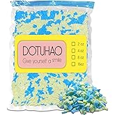 DOTUHAO Bean Bag Filler, Blue & Yellow Shredded Memory Foam, Bean Bag Stuffing for Easy Pillow, Mattress Grade Replacement Filling for Dolls, Dog Beds and Pillows (Blue & Yellow,2 LB)