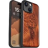 Carveit Magnetic Wooden Case for iPhone 15 Case, Compatible with MagSafe Wireless Chargers, Black Soft TPU Shockproof Cover & Wood Artisan Engraved (Viking Compass Vegvisir) - Rosy