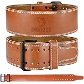 DMoose Fitness Weight Lifting Belt for Lower Back Support - 5mm Thick Genuine Leather Gym Belt for Squats, Deadlifts & Powerlifting - Double Prong Buckle with 10 Holes Adjustability for Men & Women