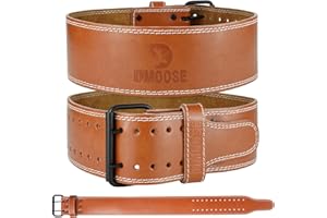 DMoose Fitness Weight Lifting Belt for Lower Back Support - 5mm Thick Genuine Leather Gym Belt for Squats, Deadlifts & Powerlifting - Double Prong Buckle with 10 Holes Adjustability for Men & Women