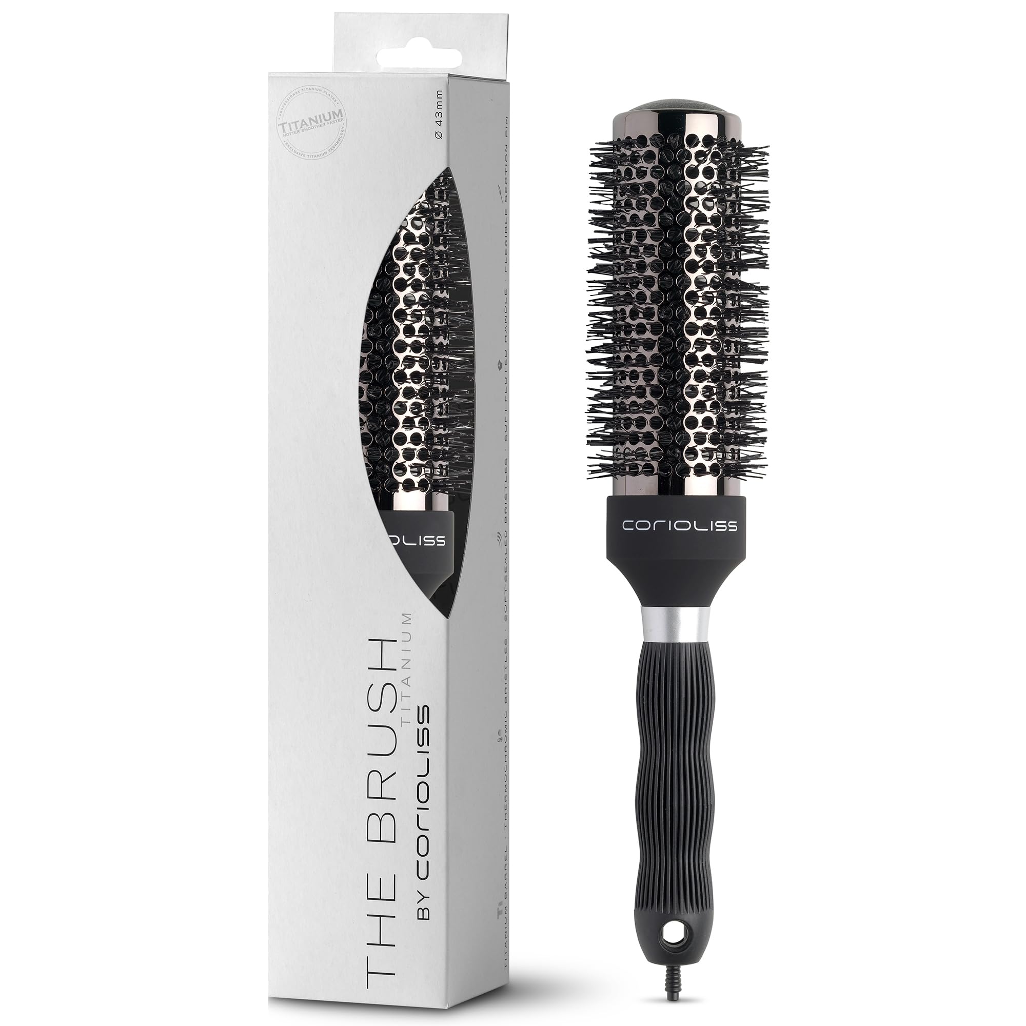 CORIOLISS | Hair Brushes for Women | Professional Titanium Round Barrel Ionic Hair Brush | Ideal for Styling Every Kind of Hair (43 mm)