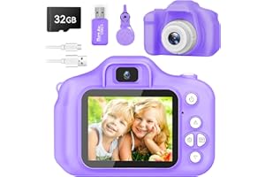 Kids Camera for Boys and Girls, GPOSY Digital Camera for Kids, Toddler Camera Christmas Birthday Toy Gifts for Kids Age 3 4 5 6 7 8 9 10 with 32GB SD Card, Video Recorder 1080P HD(Purple)