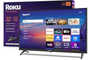 Roku Smart TV 2025 – 32-Inch Select Series, 1080p Full HD TV TV with Voice Remote – Flat Screen LED Television with Wi-Fi for Streaming Live Local News, Sports, Family Entertainment