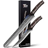 SYOKAMI Brisket Slicing Knife Set, Carving and Boning Knife for Meat & Turkey Cutting, Japanese Style High Carbon Steel Kitchen Knives Set For Home & BBQ, Wood Ergonomic Full Tang Handle, Valentine’s Gift