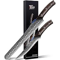 SYOKAMI BBQ Carving Knives Set, Brisket Slicing Knife and Boning Knife for Meat Cutting, Razor Sharp Japanese Style High Carb