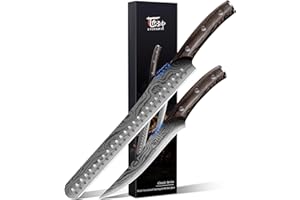SYOKAMI BBQ Carving Knives Set, Brisket Slicing Knife and Boning Knife for Meat Cutting, Razor Sharp Japanese Style High Carb