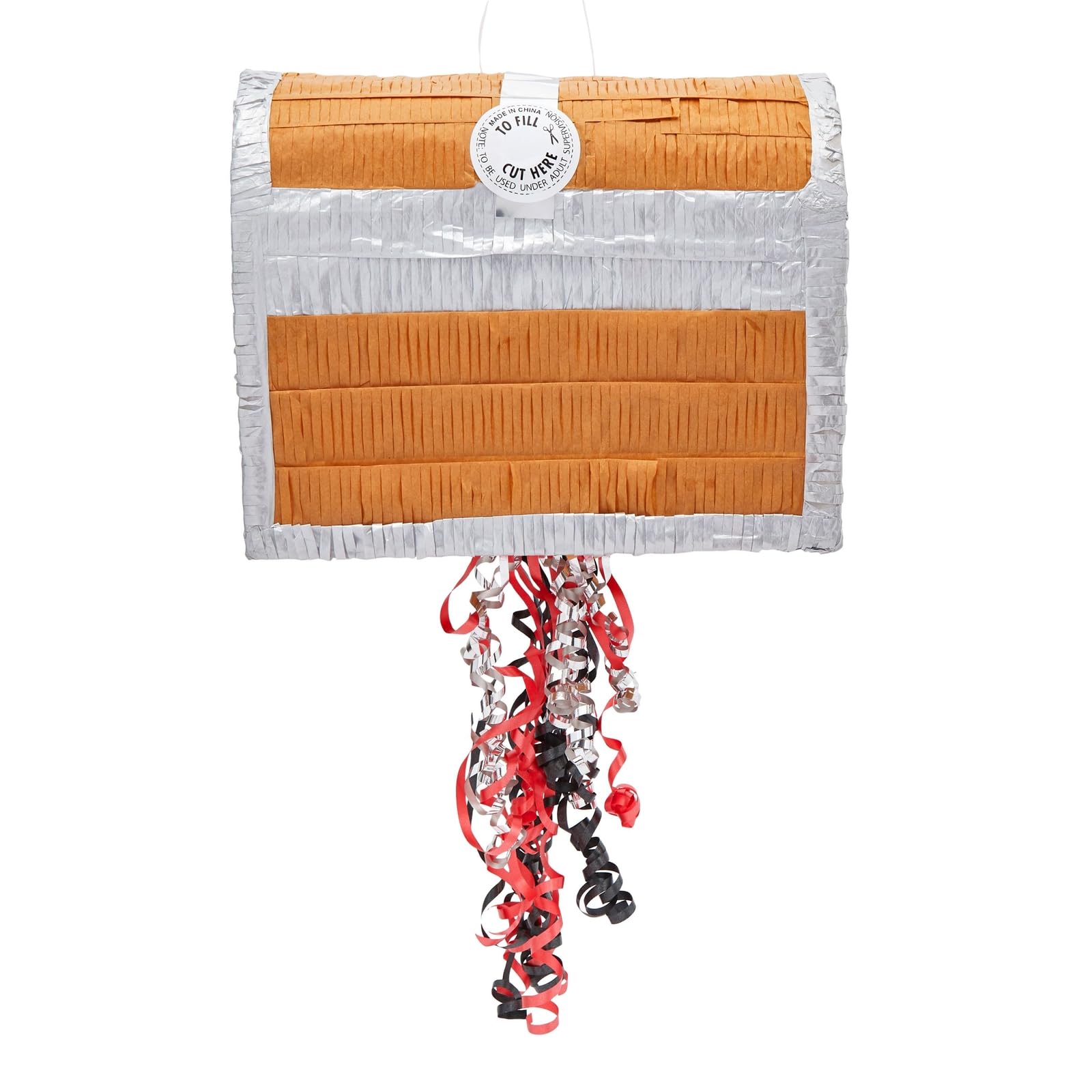 Treasure Chest Pinata - Pull String Pirate Themed Pinata, Under the Sea, Adventure Themed Party Decorations (Small, 12 x 6.5 x 10 In)