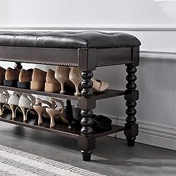 LEILISI Shoe Bench, Shoe Storage Bench with Cushion