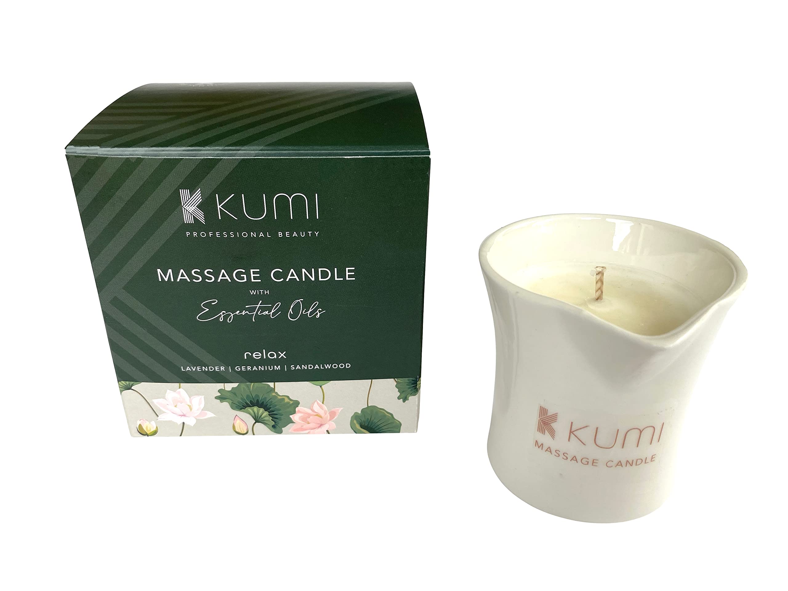 Kumi Aromatherapy Massage Candle - Scented Candle for Massage - Plant Based & Vegan Massage Oil Based Candle - Home Spa - UK Made - 100g - Relax