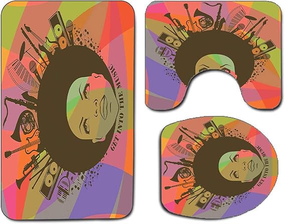 3Pcs Alfombra de baño antideslizante Juego de tapa de asiento de