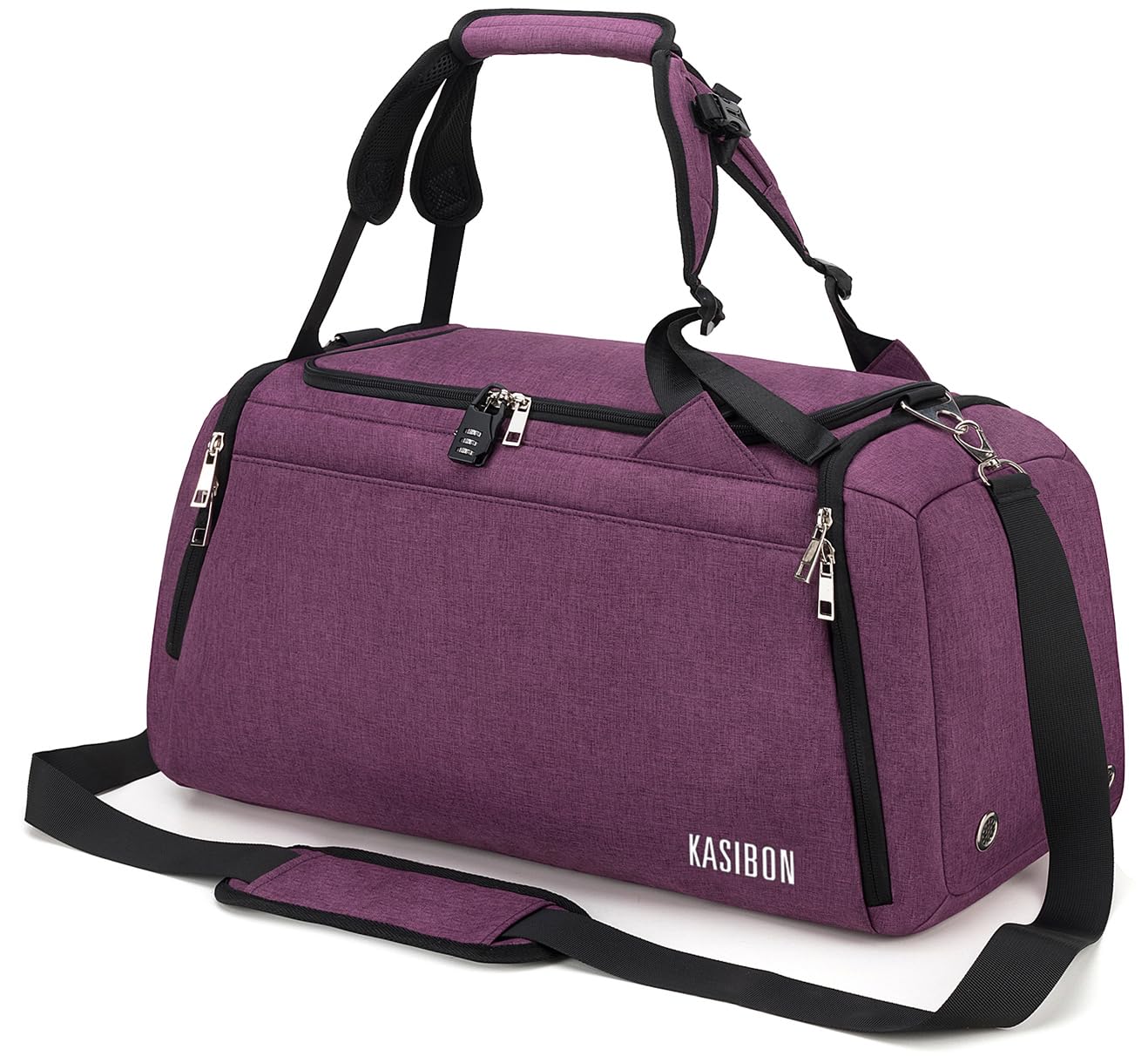 Sports Duffle Bag with Shoes Compartment and Wet Pocket, 42L Waterproof Gym Bag for Men and Women, Durable Travel Duffel Bag with Shoulder Strap and Combination Lock