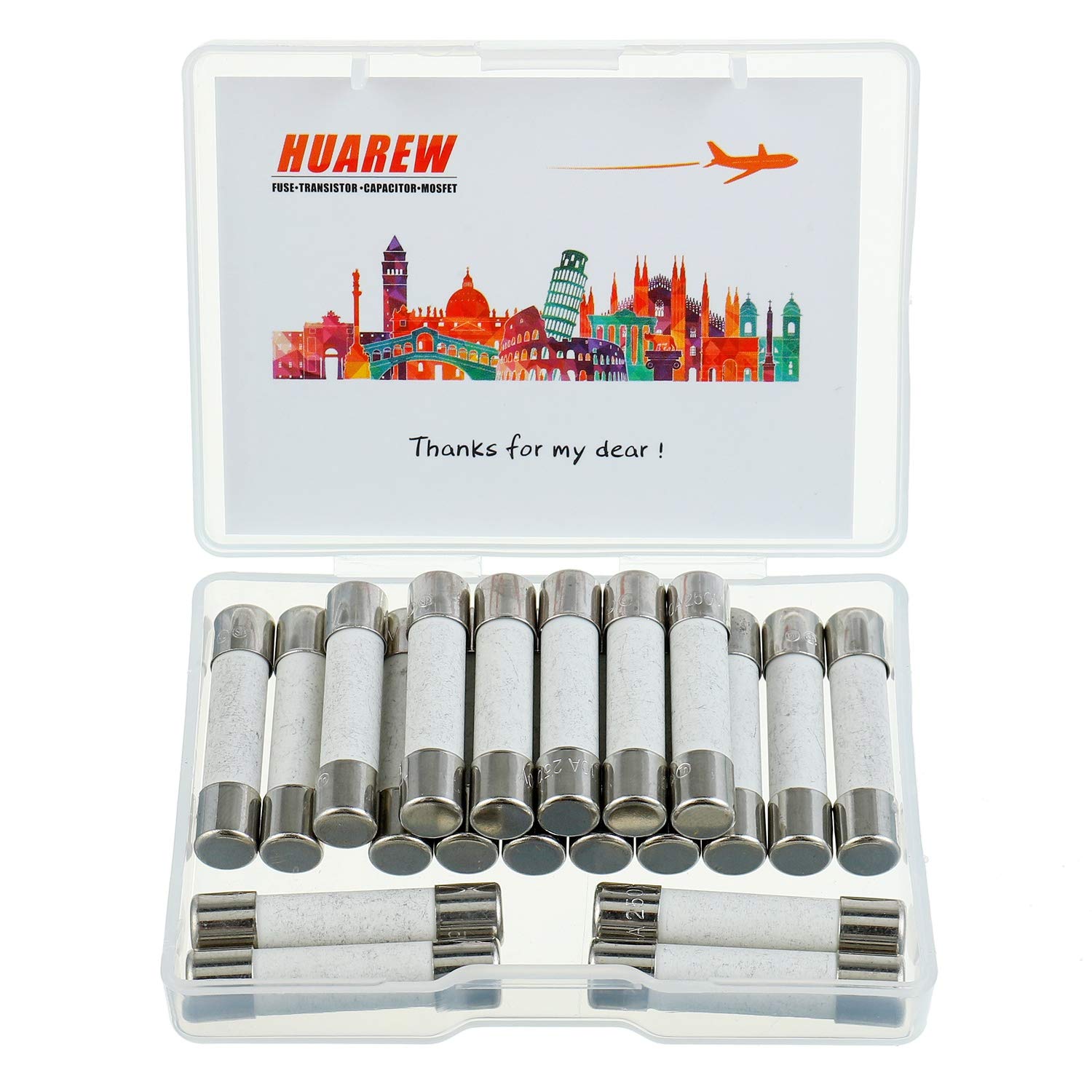 HUAREW T8AL250V 20 Pcs 6x30 mm 0.24 x 1.18 inch Slow Blow Ceramic Tube Fuses 8A 250V - Image 3