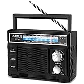 PRUNUS J-136 Portable AM FM Radio with Best Reception,D Battery Operated or Plug in Wall, Transistor Radio,Loud Speaker Support AUX in and Micphone in, Small Radios Portable AM FM, No