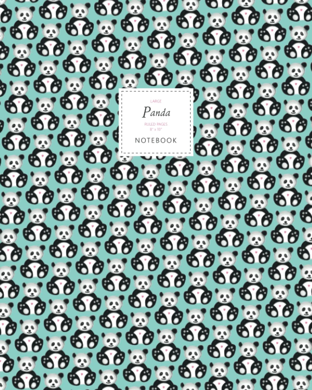 Panda Notebook - Ruled Pages - 8x10 - Premium: (Sea Green Edition) Fun notebook 192 ruled/lined pages (8x10 inches / 20.3x25.4 cm / Large Jotter)