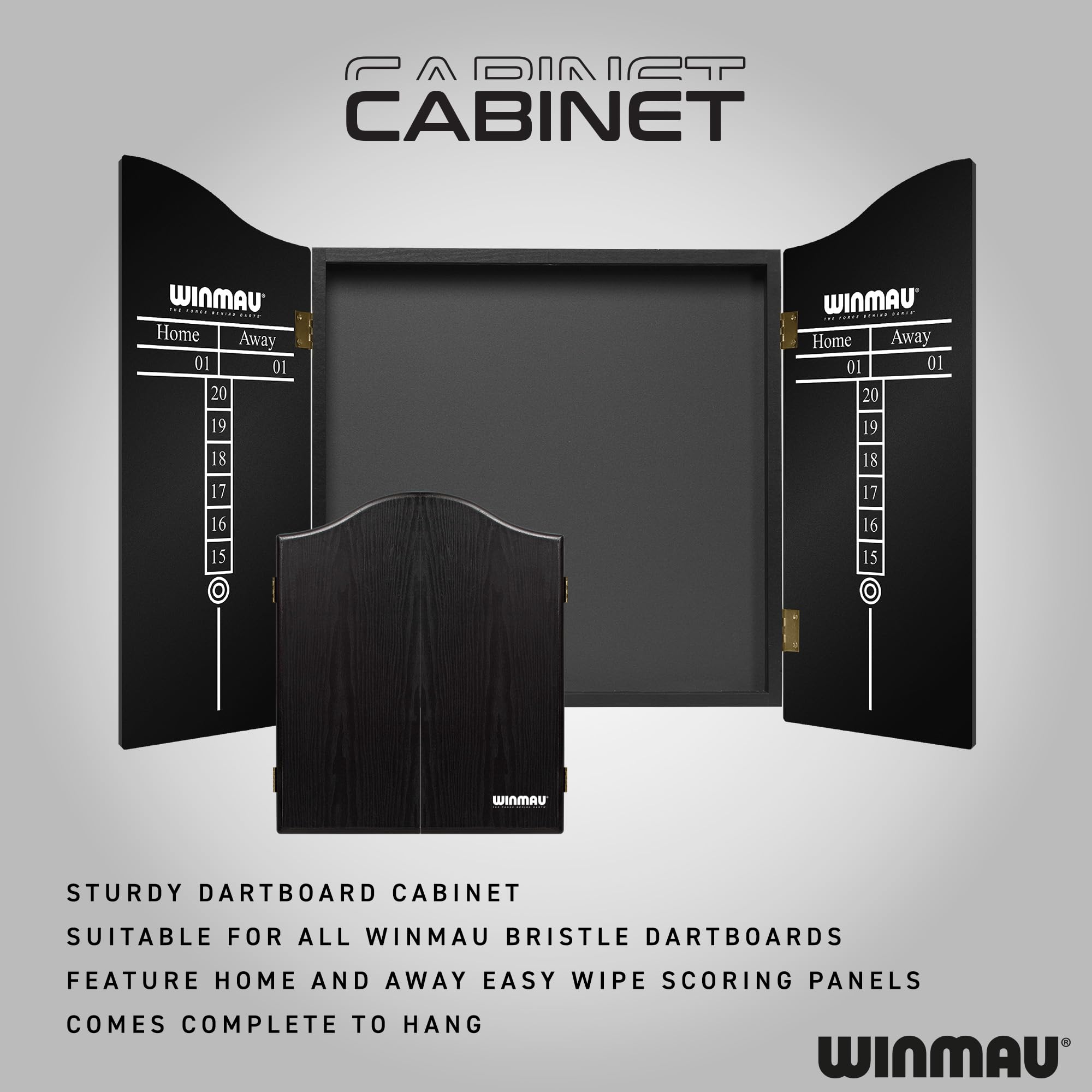 WINMAU Diamond Plus Dartscheibe Steeldart Set – Professionelles Sisal-Dartboard mit schwarzem Schrank, 2 Dart-Sets, Abwurflinie, Kreide & Handtuch. Komplettes Dartboard-Set für Zuhause. 4