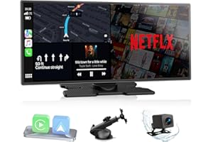 LAMTTO Upgraded 11'' Wireless Carplay Screen Support Net-Flix YouTube and Backup Camera Compatible with Android Auto Car Play