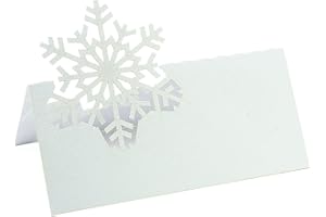 Summer-Ray 48pcs White Non-Personalized Laser Cut Wedding Snowflake Place Cards