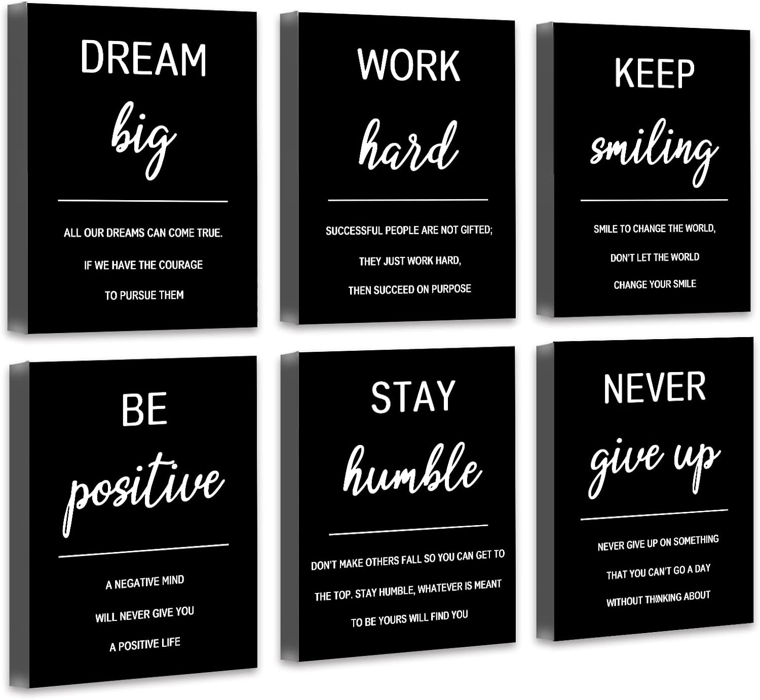 Wall Décor - 𝗗𝗿𝘀𝗼𝘂𝗺 Inspirational Office 𝗙𝗿𝗮𝗺𝗲𝗱 Wall Art Motivational Wall Decor Quotes Wall Art for Living Room Encouraging Canvas Posters for Bedroom Sayings for Wall Decor - 8” x10” x6 PCS (𝗙𝗿𝗮𝗺𝗲𝗱)
